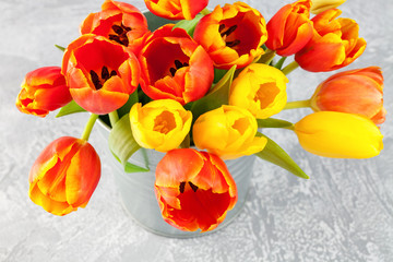 Bouquet of tulips in vase