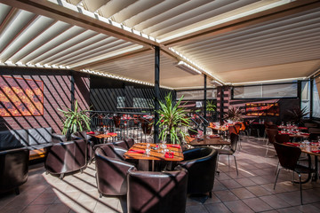 Comfortable chairs and tables in restuarant