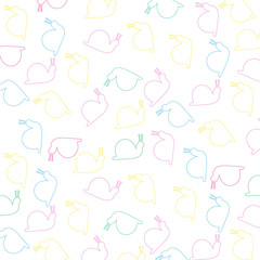 pattern of cute snails cartoon , colorful wallpaper on white background. Illustration..