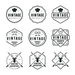 Obraz premium Vintage logo set, restaurant, barber shop, wildlife