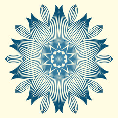 Vintage Invitation Card With Mandala Pattern. Decorative Elements. Vector Illustration. Anti-Stress Therapy Pattern. White blue colour