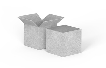 Blank corrugated cardboard box on isolated white background, 3d illustration