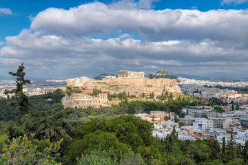 Fototapeta na wymiar Athens skyline, with the Acropolis and Parthenon Temple, Athens, Greece.