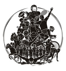 Sport Players, Different sports , Sport mix action graphic vector
