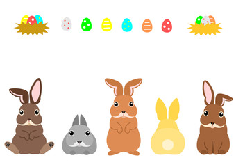 Easter bunnies and colorful eggs