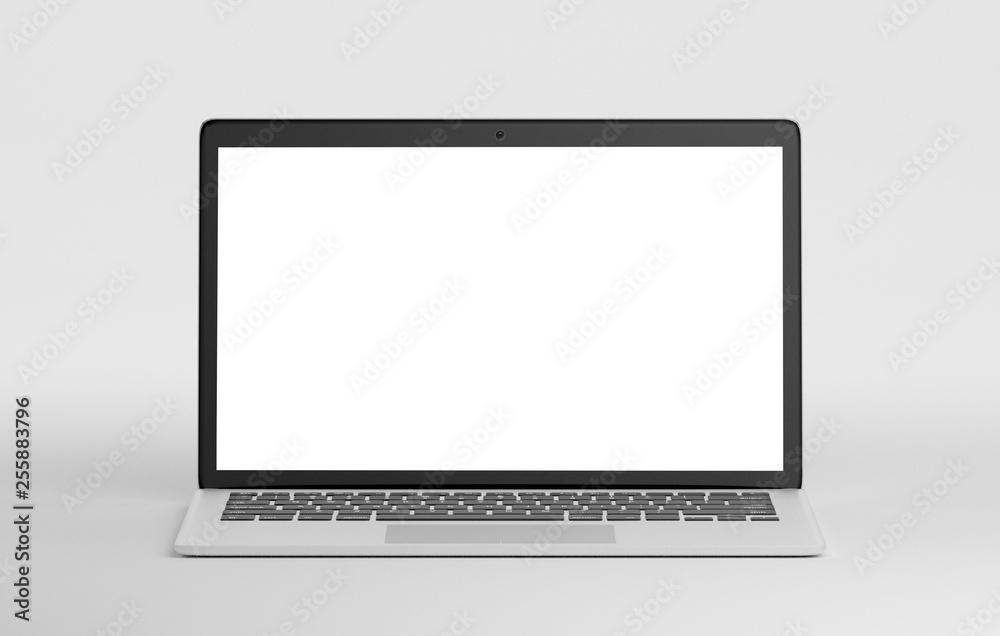 Poster mock up of a computer isolated on a background with shadow
