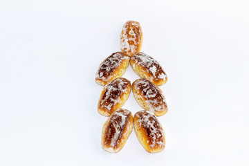 fresh baked wheat cakes on a white background