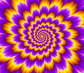 Pulsing fiery flower. Optical expansion illusion.