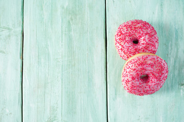 doughnut on wooden surface