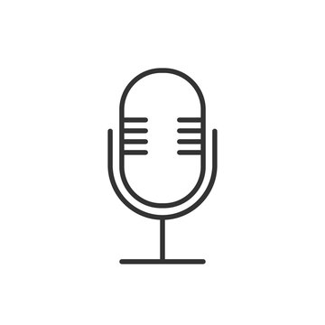 Microphone mic icon. Vector illustration, flat design.