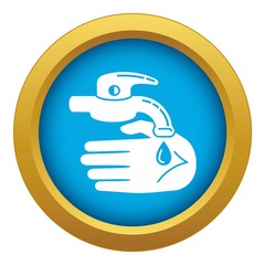Hand water tap icon blue vector isolated on white background for any design