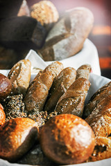 freshly baked bread with a delicious crust. background of bakery products