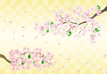 Pink sakura flower on gold japanese celebration background