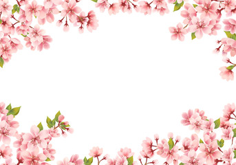 Fototapeta na wymiar Sakura frame on white background