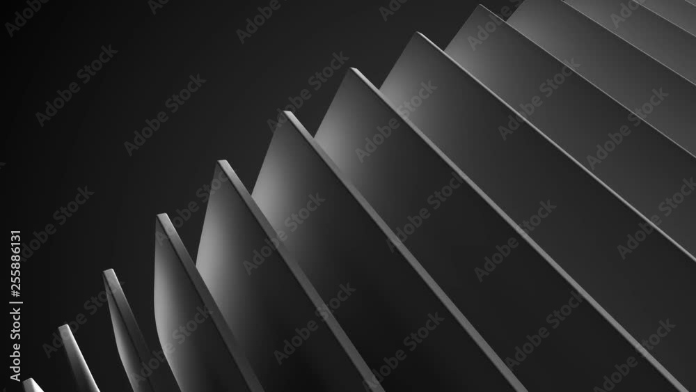 Poster 3d render abstract background with bended into spiral geometry. simple geometry composition. loopabl