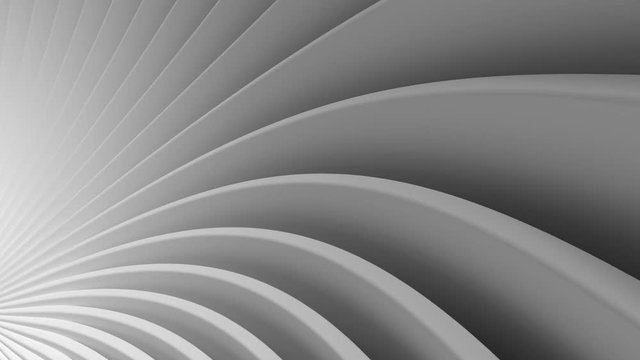 3d render abstract background with bended into spiral geometry. Simple geometry composition. Loopable animation.