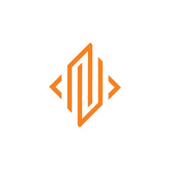 abstract letter n u square line arrow logo vector © ismanto