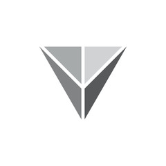 letter v triangle 3d logo vector