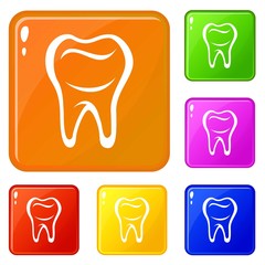 Tooth icons set collection vector 6 color isolated on white background