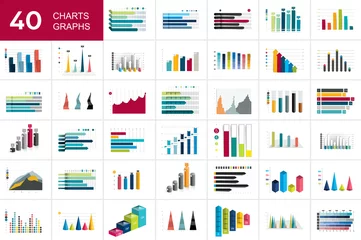 Foto op Plexiglas Mega set of charst, graphs. Blue color. Infographics business elements. © kubko