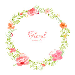 spring frame watercolor flowers vector	