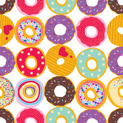 Cute donuts.Vector seamless pattern. Can be used in textile industry, paper, background, scrapbooking.