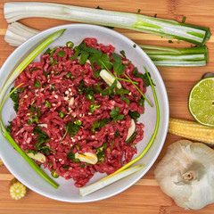 Raw beef ready for thai cooking