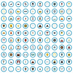 100 history icons set in flat style for any design vector illustration