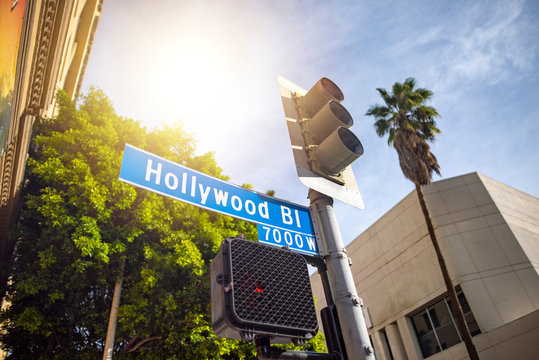 Hollywood Boulevard Street Sign In Los Angeles