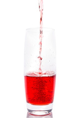 Cherry juice on white background