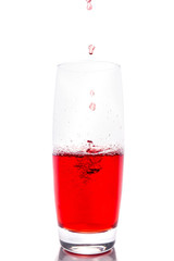 Cherry juice on white background
