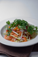 sweet and sour dried shrimp salad with coriander and Pickle