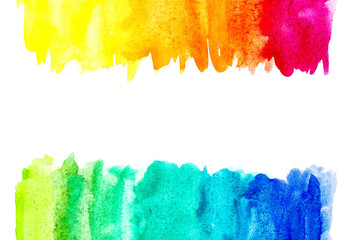 Fototapeta premium Border of abstract watercolor art hand paint on white background. Watercolor background