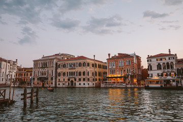 Panoramic view of Venice grand canal view with historical buildings