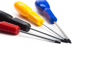 colour Screwdriver type TORX isolated on white. All sizes.