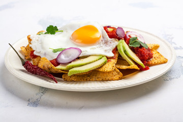 Mexican breakfast - chilaquiles dish