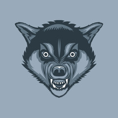 Evil and scary wolf tattoo style.