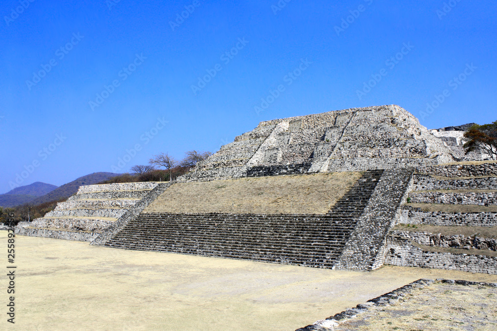 Poster ruins of ancient mayan pyramid, xochicalco, mexico