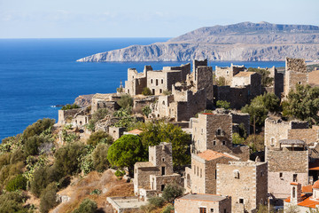 Old tower houses in village Vathia on Mani, Greece