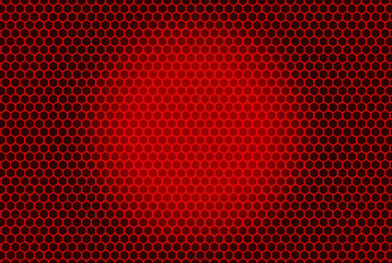 3d rendering. red hexagon pattern mesh wall on red gradient background.