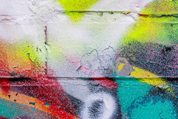 Graffiti painted on a brick wall texture. © Eugene_Photo