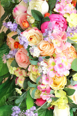 Beautiful bouquet multicolored artificial flowers