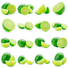 Collage of limes on a background