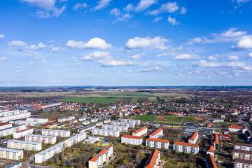 Fototapeta na wymiar Luftbildaufnahme einer Kleinstadt in Deutschland 