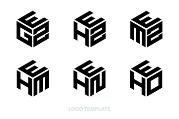 hexagon logo with three alphabet initial. Vector template illustration.icon