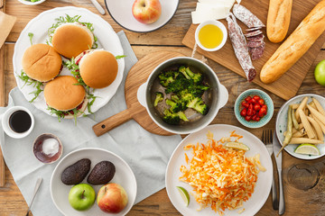 Vegetarian burgers different food Summer party food