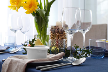 Beautiful table set for Easter celebration