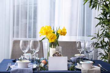 Beautiful table set for Easter celebration