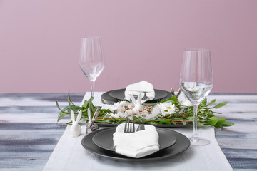 Beautiful table set for Easter celebration
