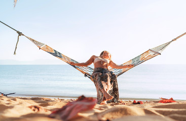 Woman swing in hammok